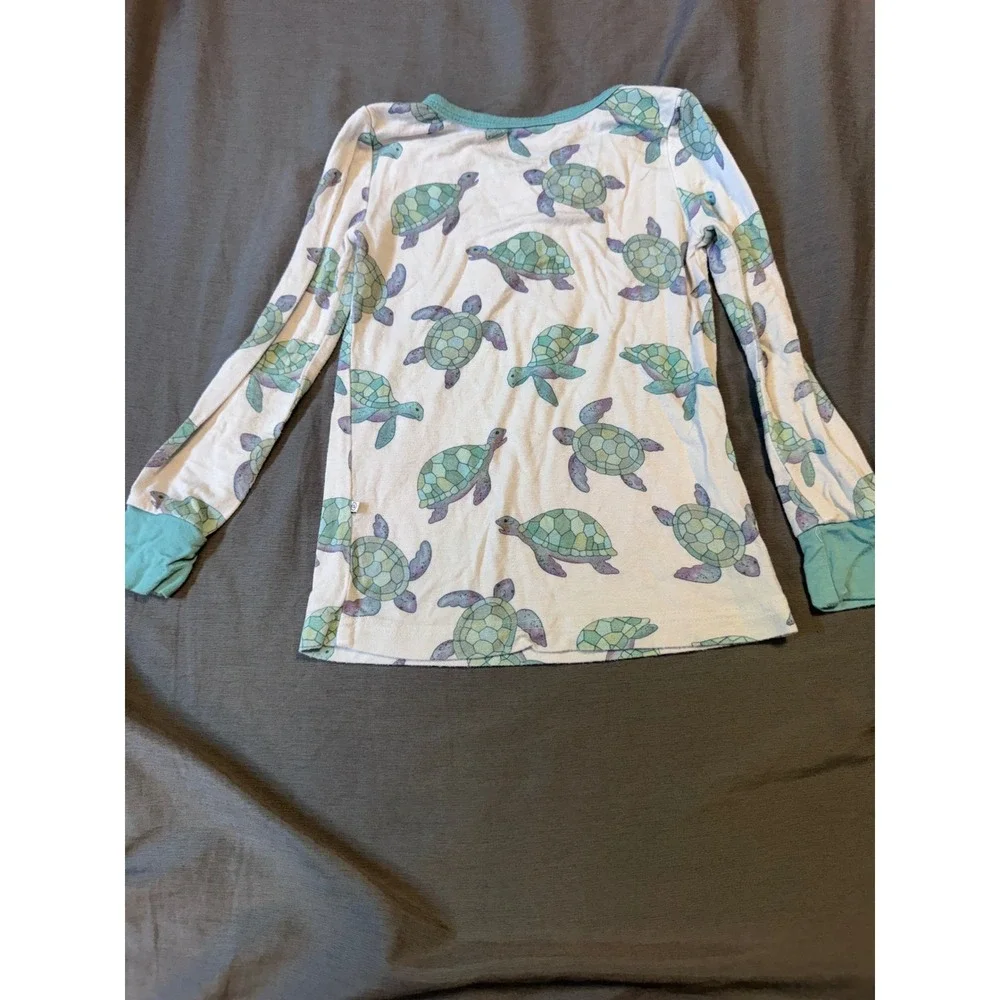 Caden Lane Sea Turtle Bamboo Viscose Long Sleeve Pajama Top Kids 3T White Aqua